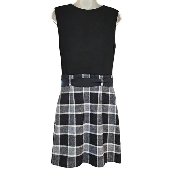 THEORY Loraine Virgin wool Angora Blend Sleeveless Plaid Skirt Dress - Picture 3 of 11